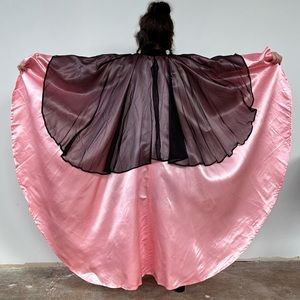 Handmade Pink Satin & Black Chiffon Cape from the Cincinnati Opera